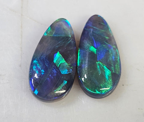 Beautiful Solid Black Opal Pair Ready for Earrings or Ring & Pendant GJM300 Global Opals