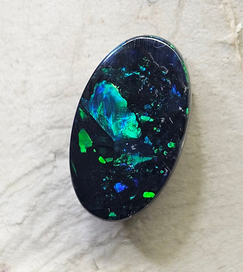 Beautiful Blue, Green 3.82ct Solid Black Opal GJM302 Global Opals