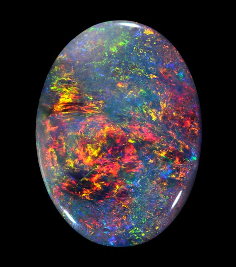 Very Bright Red Multi-Coloured 3.73ct Semi-Black Solid Opal GJM015