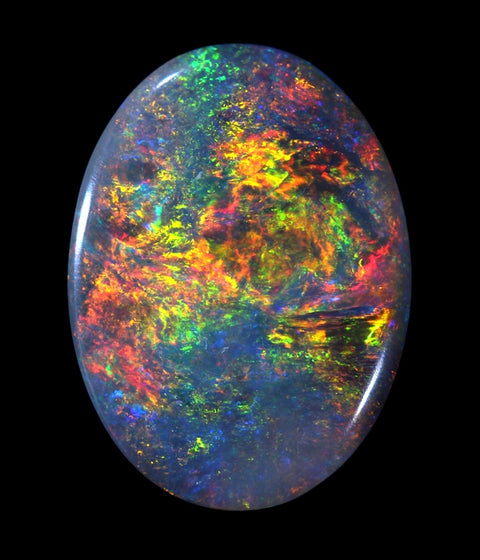 Very Bright Red Multi-Coloured 3.73ct Semi-Black Solid Opal GJM015