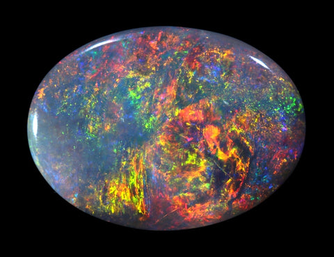 Very Bright Red Multi-Coloured 3.73ct Semi-Black Solid Opal GJM015