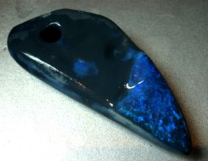 (1206) 117.0ct Free-Form Carving Rough-Rubbed Solid Black Opal freeshipping - Global Opals