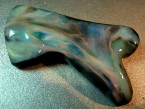 (1207) 44.21ct Free-Form Carving Rough-Rubbed Solid Black Opal $1080 freeshipping - Global Opals