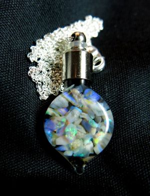 (301) Australian Opal Vials Sterling Silver Chains $49 freeshipping - Global Opals