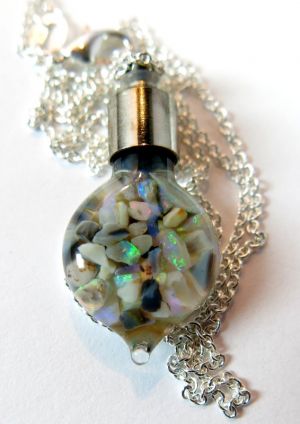 (301) Australian Opal Vials Sterling Silver Chains $49 freeshipping - Global Opals