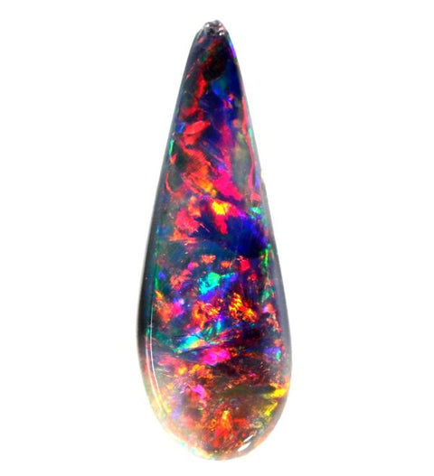 Stunning Red on black solid black tear drop Opal!