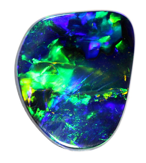 Solid Black Opal Gem Green