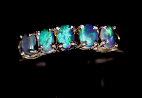 (RPG-509) Solid Opal 5 Claw Setting Sterling Silver Ring! freeshipping - Global Opals