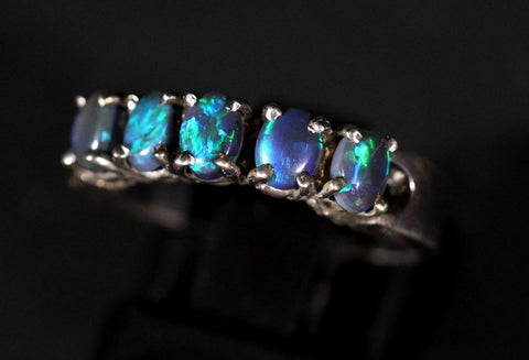 (RPG-509) Solid Opal 5 Claw Setting Sterling Silver Ring! freeshipping - Global Opals
