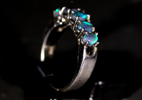 (RPG-509) Solid Opal 5 Claw Setting Sterling Silver Ring! freeshipping - Global Opals