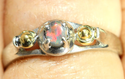 (RPG-510) Solid Lightning Ridge Red Opal Claw Set Ring! freeshipping - Global Opals