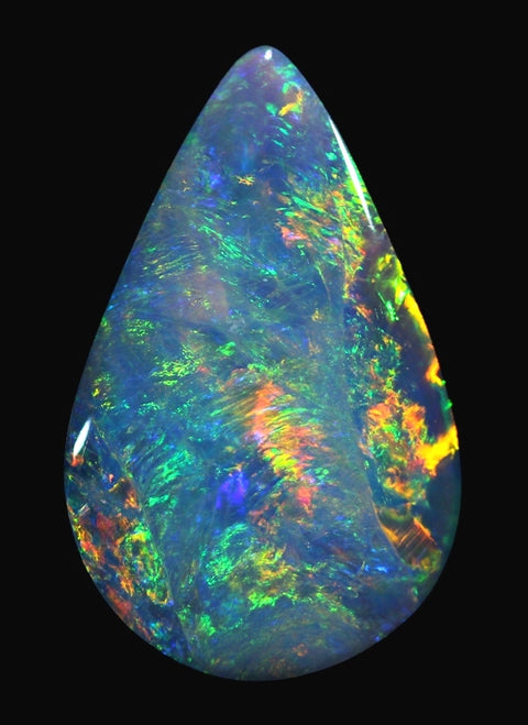 Bright Green-Orange Flashes Tear Drop Solid Opal! 5127 / 1.42ct freeshipping - Global Opals