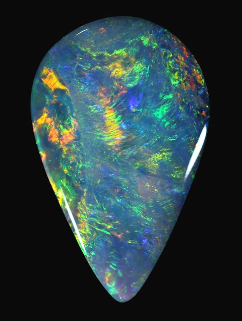 Bright Green-Orange Flashes Tear Drop Solid Opal! 5127 / 1.42ct freeshipping - Global Opals