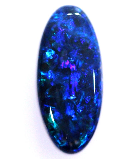 Blue Opal is very popular today. It is also becoming quite hard to find & source! This blue beauty is bright, blue & beautiful. it is a solid black Opal & it is from the mining fields at Lightning Ridge!