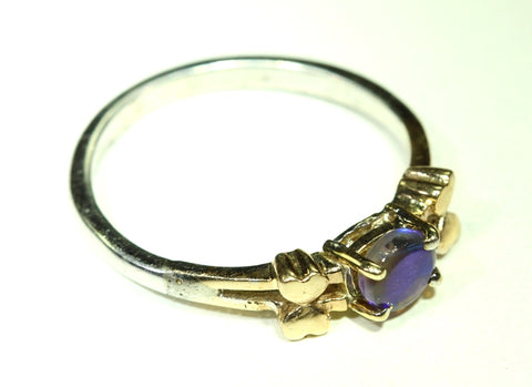 (RPG-518) Love Heart 9ct Gold Lightning Ridge Solid Opal Ring! freeshipping - Global Opals