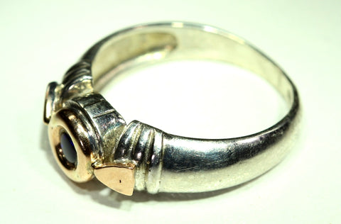 (RPG-523) Sweet Sapphire Blue 9ct Gold Bezel Set Solid Opal Ring! freeshipping - Global Opals