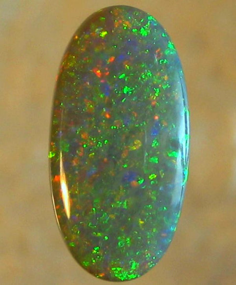 2.57ct green pin fire semi-black solid Opal!