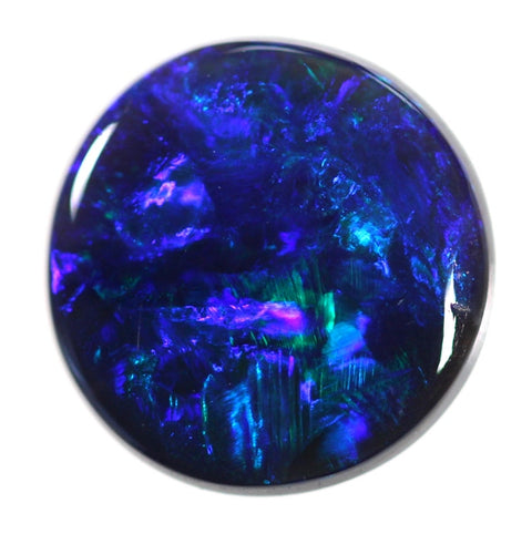 Bright Blue/green round solid black Opal!