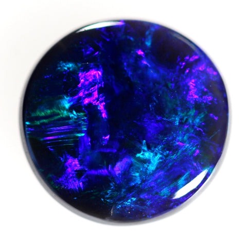 Bright Blue/green round solid black Opal!