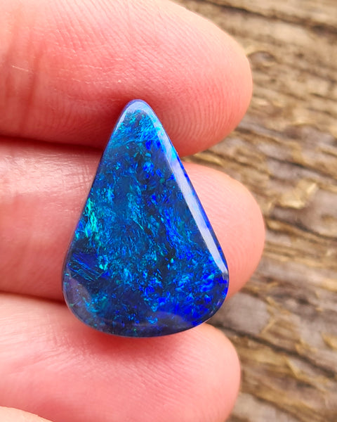 Solid Blue Dark 9.72ct Tear Drop Cut Solid Opal GJM069 Global Opals