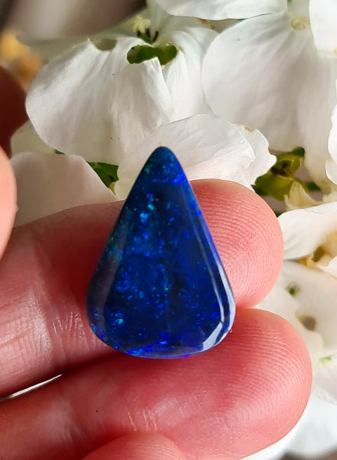 Solid Blue Dark 9.72ct Tear Drop Cut Solid Opal GJM069 Global Opals
