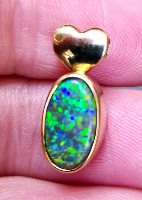 SOLD! Stunning Quality Solid Opal 18ct Gold Solid Opal Pendant 123 Global Opals