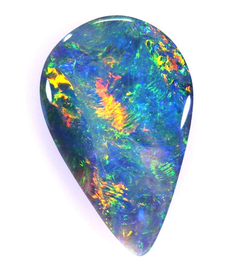 Bright Green-Orange Flashes Tear Drop Solid Opal! 5127 / 1.42ct freeshipping - Global Opals