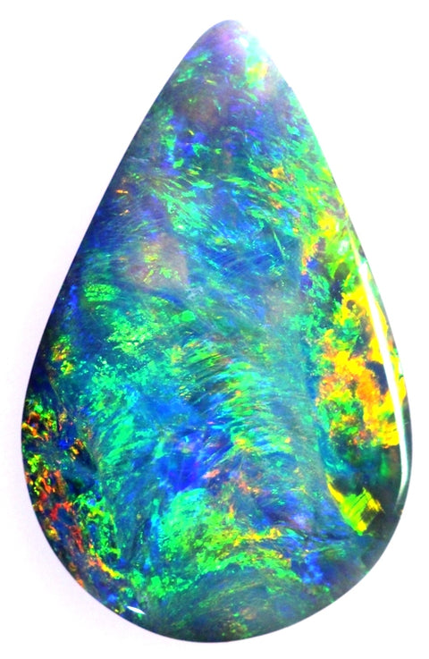 Bright Green-Orange Flashes Tear Drop Solid Opal! 5127 / 1.42ct freeshipping - Global Opals