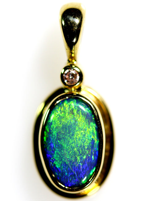 Solid Black Opal Pendant 18ct Gold