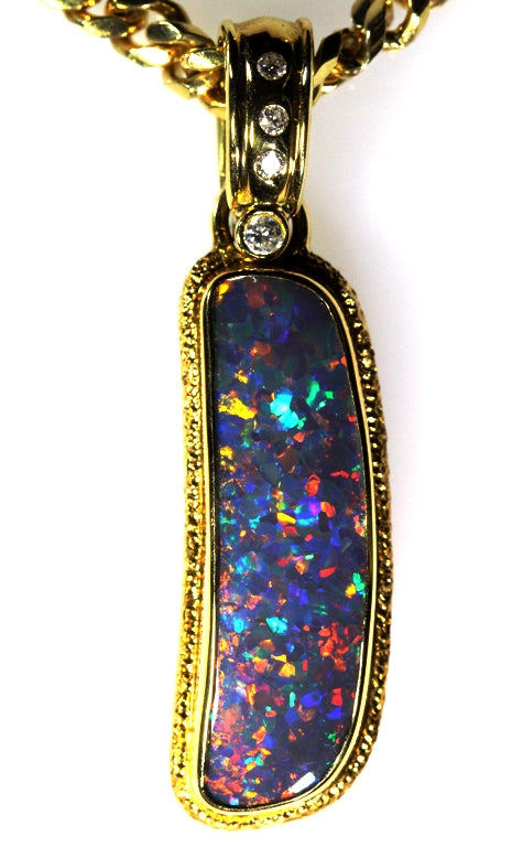 Gem Black Opal Pendant 140a