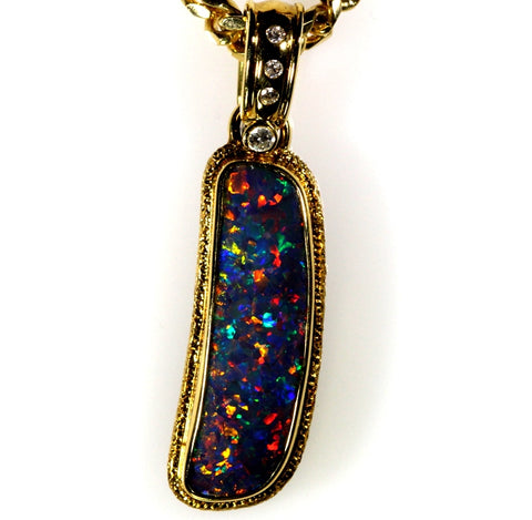 Multi-Coloured Gem Opal Pendant