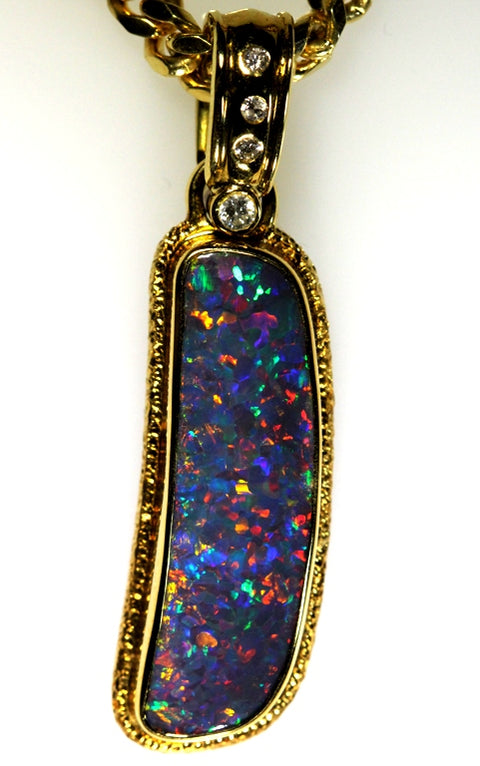 Quality Gem Opal 18ct Gold Pendant