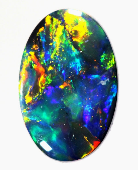 Brilliant Red Multi-Coloured Solid Black Opal 1.19cts / 1956 freeshipping - Global Opals