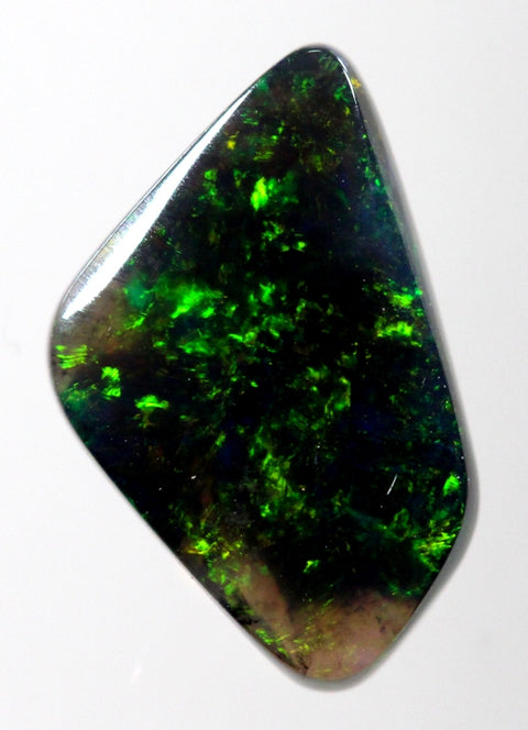 Unique 1.32ct Free Form Solid Black Opal with Green Pattern 