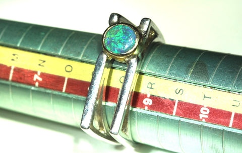 (RPG-500) Unique Square Set / 9ct Gold Bezel / Stunning Opal Ring! freeshipping - Global Opals