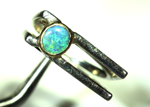 (RPG-500) Unique Square Set / 9ct Gold Bezel / Stunning Opal Ring! freeshipping - Global Opals