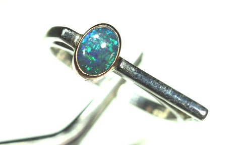(RPG-504) Striking Square 9ct Gold Bezel Set Stunning Opal Ring! freeshipping - Global Opals