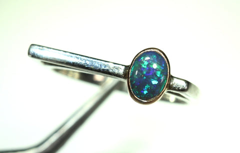 (RPG-504) Striking Square 9ct Gold Bezel Set Stunning Opal Ring! freeshipping - Global Opals