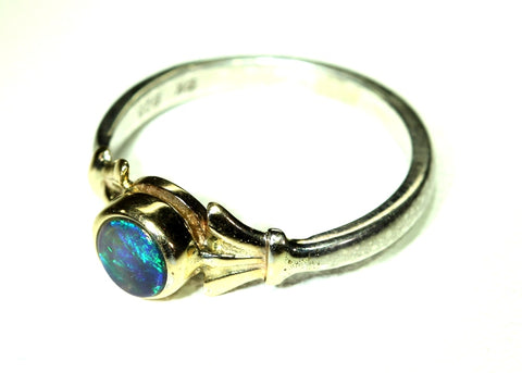 (RPG-516) Bezel Set Fine Detail Bright Solid Black Opal Ring! freeshipping - Global Opals