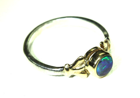 (RPG-516) Bezel Set Fine Detail Bright Solid Black Opal Ring! freeshipping - Global Opals