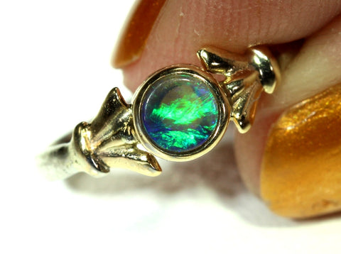 (RPG-516) Bezel Set Fine Detail Bright Solid Black Opal Ring! freeshipping - Global Opals
